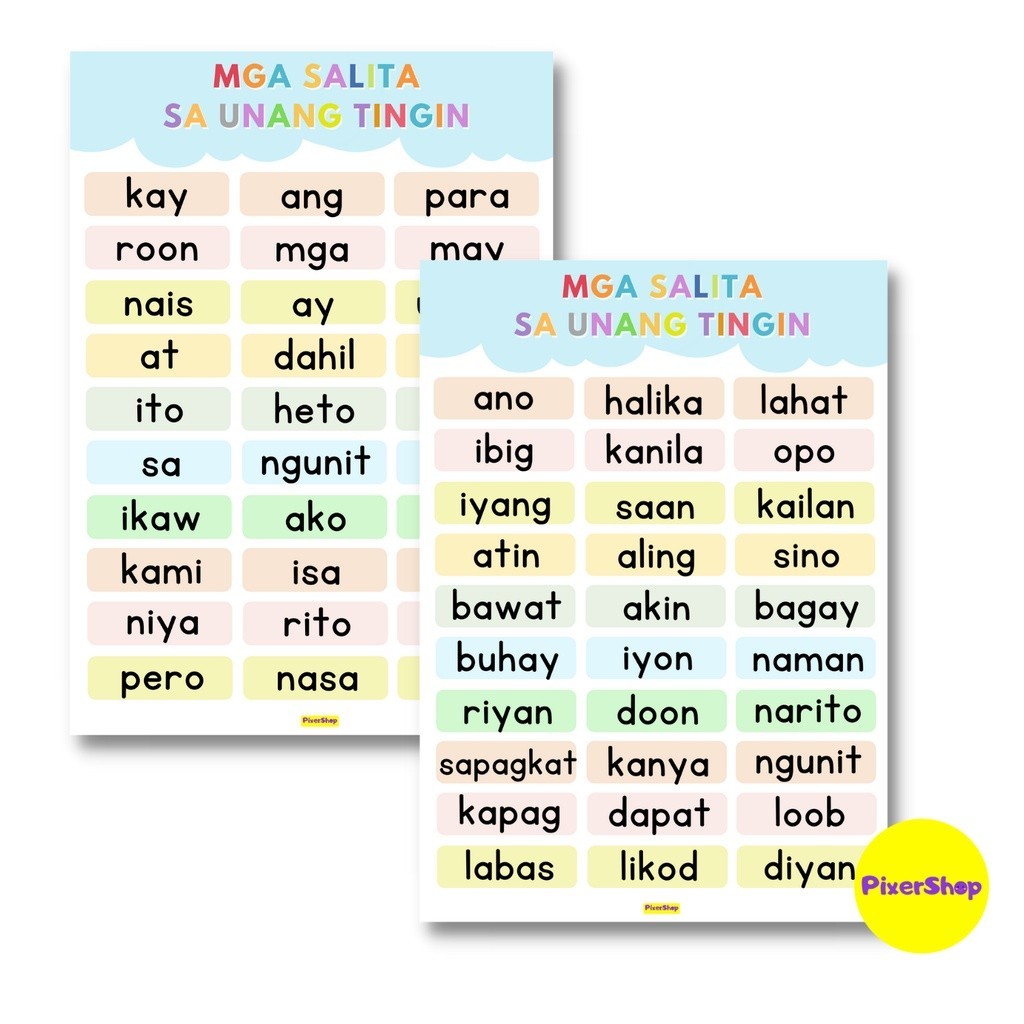 10 PCS. PAGBASA EDUCATIONAL CHARTS LAMINATED A4 SIZE TAGALOG READING ...