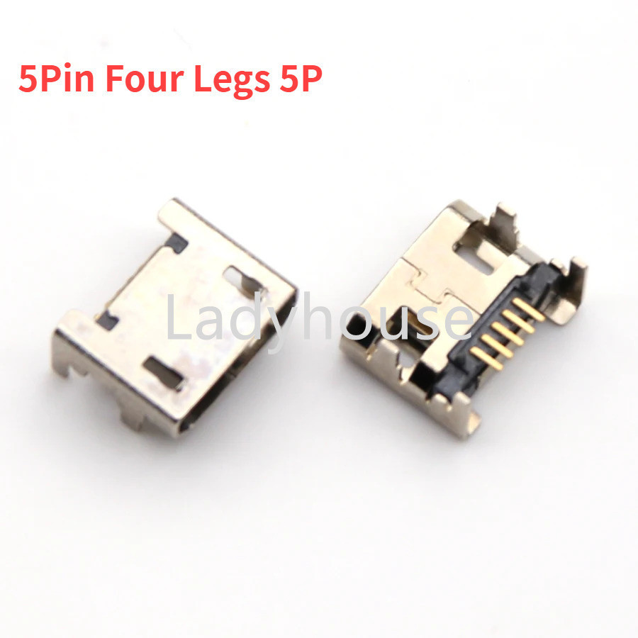 5-50pcs Micro USB Connector 5pin Seat Jack Micro Usb Four Legs 5P ...