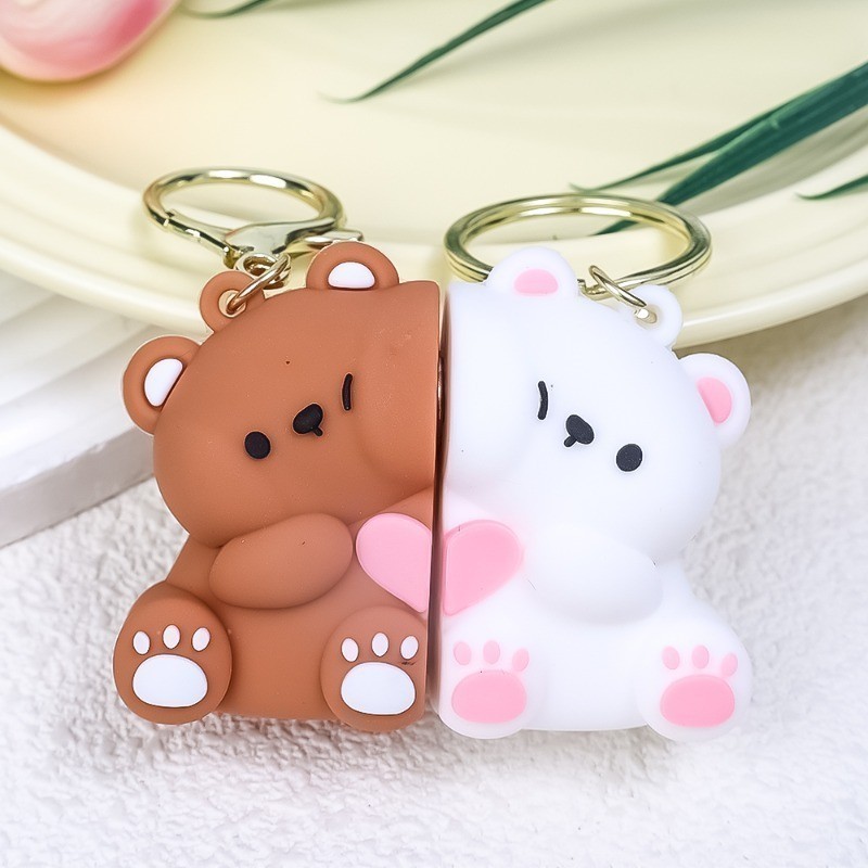 Cute Magnetic Bear Key Chain - Kawaii Resin Key Ring Backpack Pendant ...