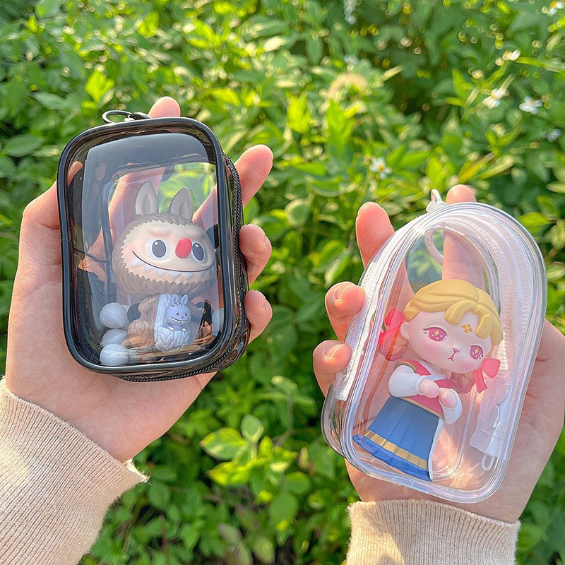 Toyvian PVC Display-Tasche Mit Schlüsselanhänger – 9,5x6,5x4 Cm, Durchsichtig, Für Puppen & Sammlerfiguren
