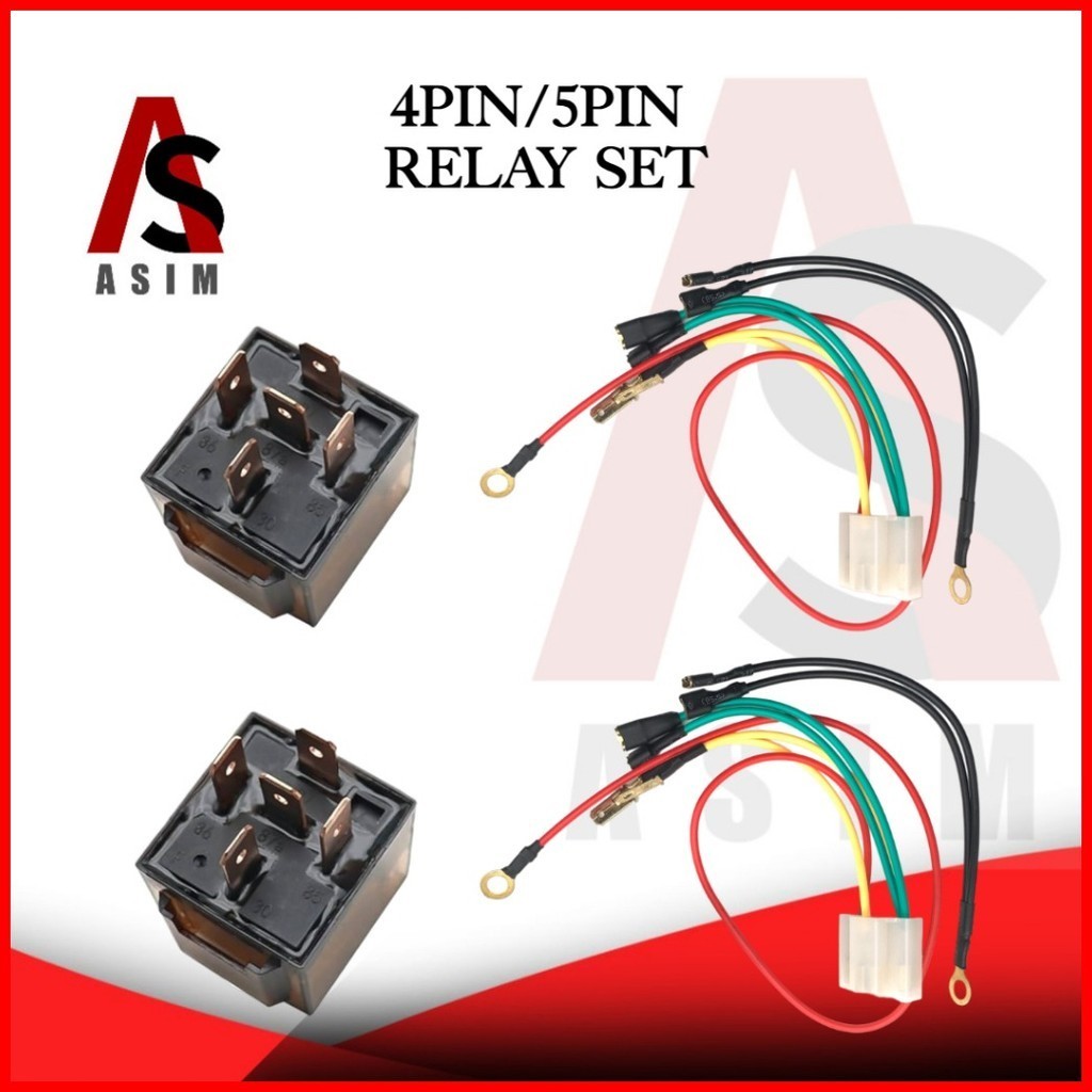 ASIM MOTORCYCLE 4PIN/5PIN MINI DRIVING LIGHT HORN RELAY SET Shopee
