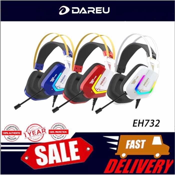 Over-Ear Dareu Eh732 Wired Headphones RGB Streamer Virtual 7.1 Surround ...