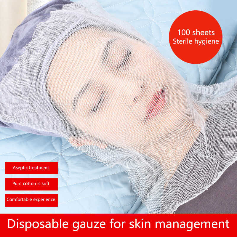 100% Cotton Gauze Facial Masks - 100 Count Pre-Cut For Spa Treatments