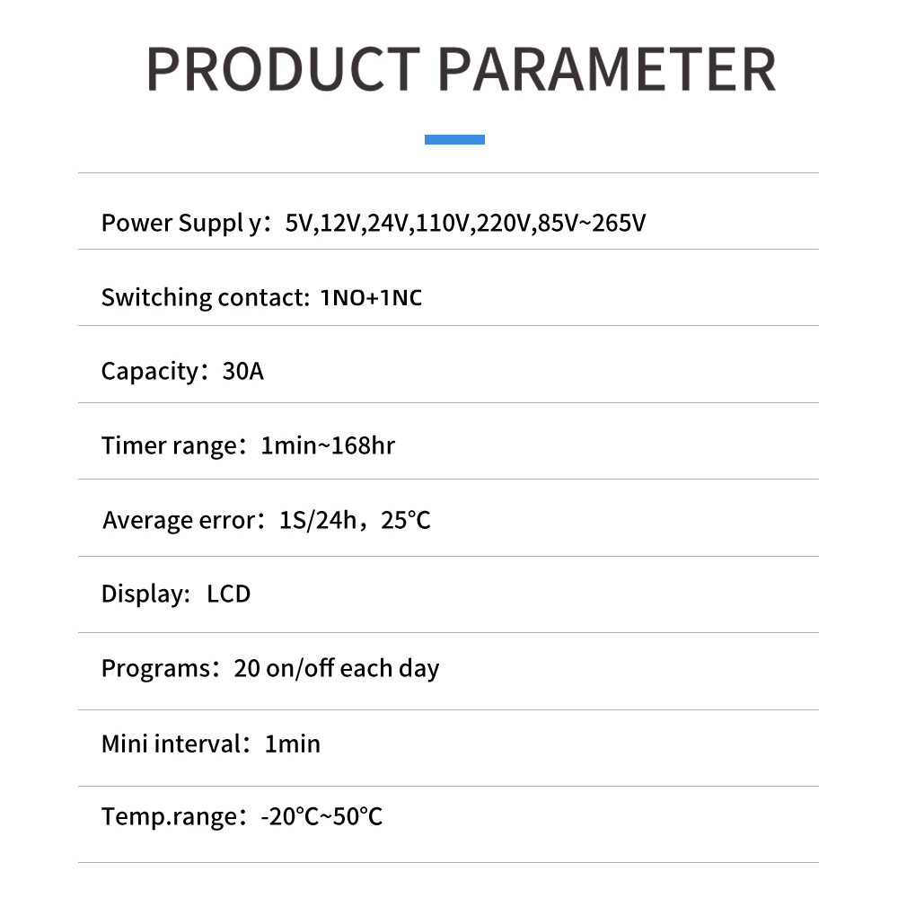 TAXNELE Electronic Weekly 7 Days Programmable Digital TIME Relay THC15A ...