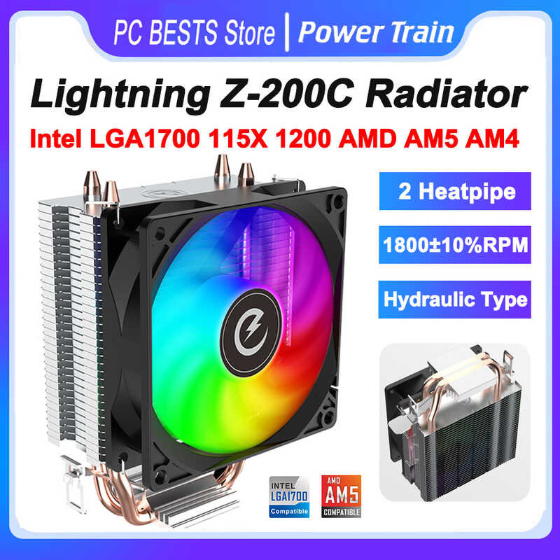 Power Train Lighing Z-200C Radiator 2 Heatpipe 90Mm Cooling Fan Cpu Air ...