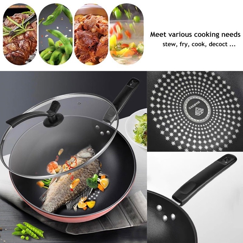 ♠ ♚ 32CM/34CM Non Stick Pan Composite Diamond Coating High Quality Non ...