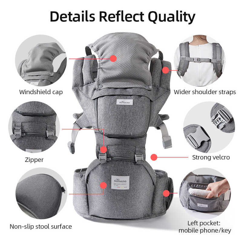 Ergonomic Baby Carrier 15 Using Way Infant Baby Hipseat Carrier Front Facing Ergonomic Kangaroo Baby Wrap Sling Travel 0-48 Months