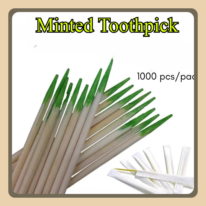 1000pcs Minted Toothpicks Individually Wrapped Disposable Bamboo Tooth ...