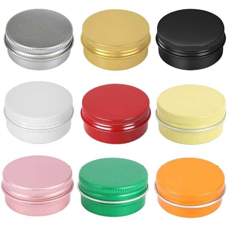 50Pcs 15G Empty Aluminum Tin Jar Na May Screw Thread Lid Round Sealed ...