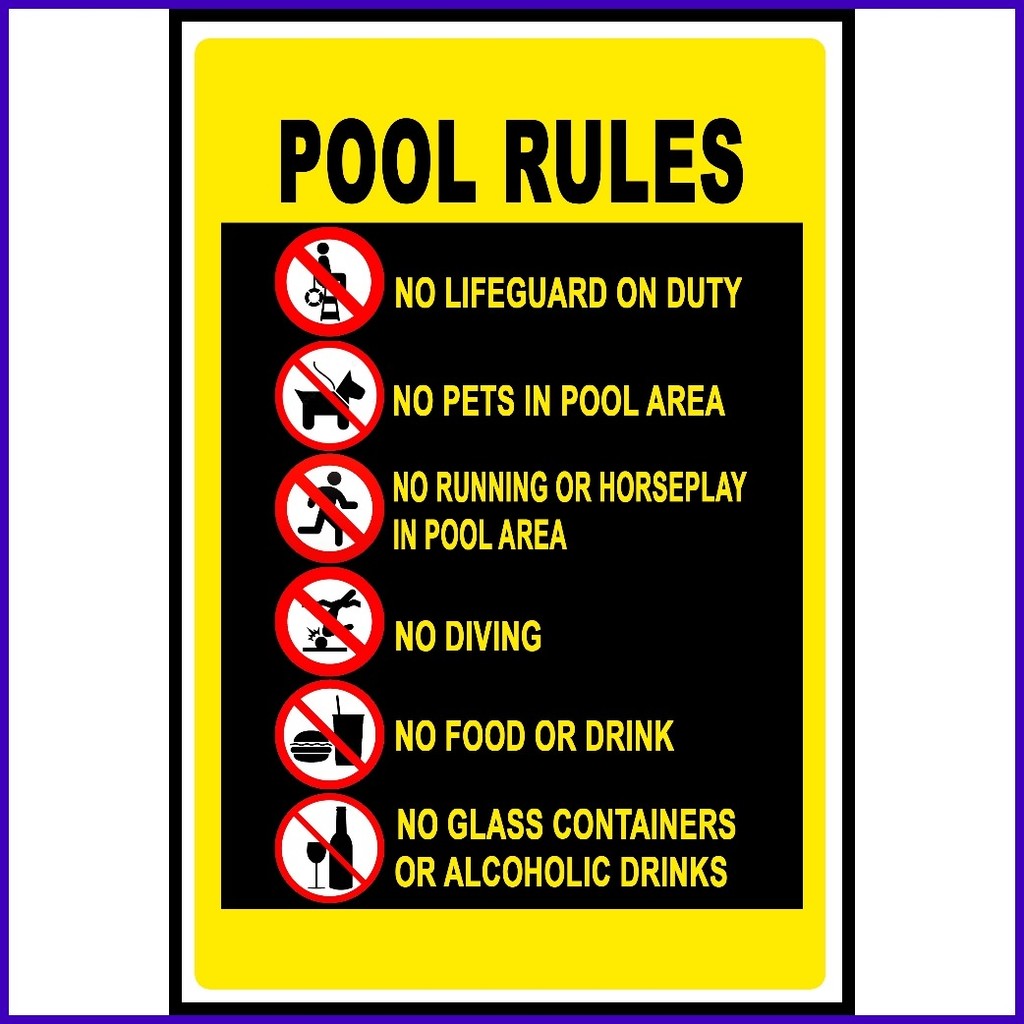 ∟ SIGN POOL RULES SIGNAGE PVC TYPE OR PLASTIC LAMINATED WATERPROOF AND ...