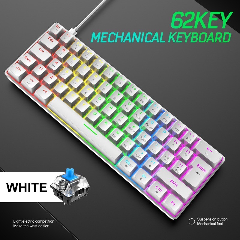 Jxct60 Wired 2m Waterproof 62 Keys 18 Types Backlit Game Mechanical ...