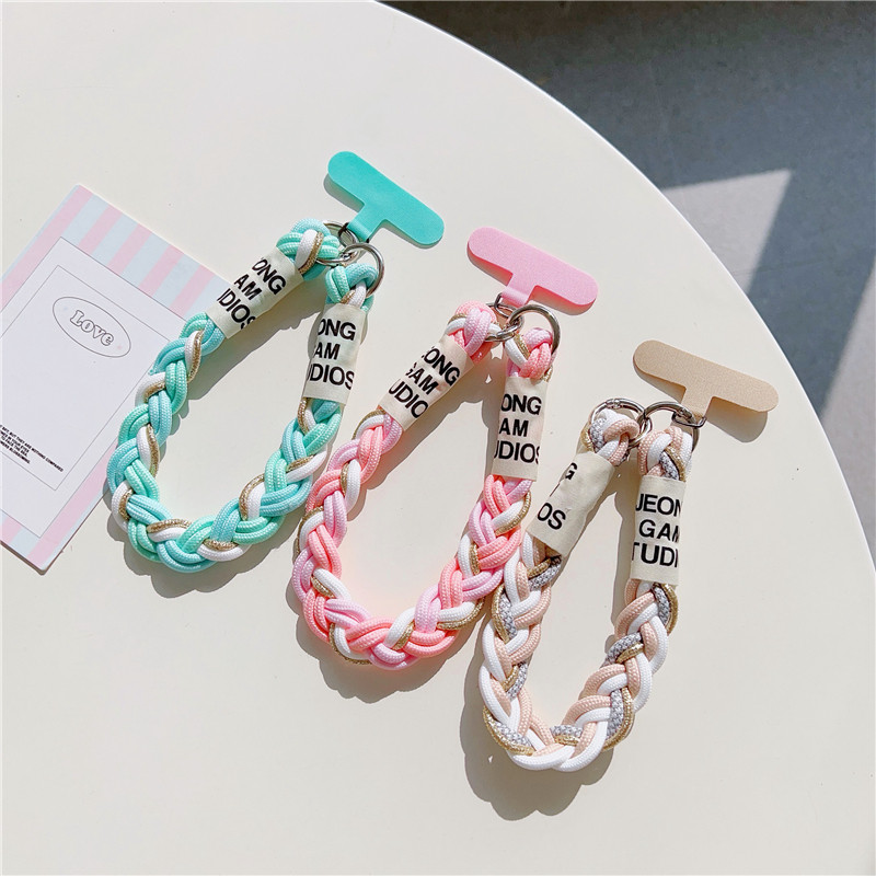 Color blocked Knotted Mobile Phone Lanyard Creative Short Braided ...