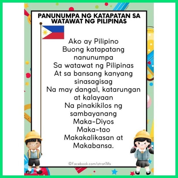 100% Random Colorful Design Panatang Makabayan, Lupang Hinirang ...