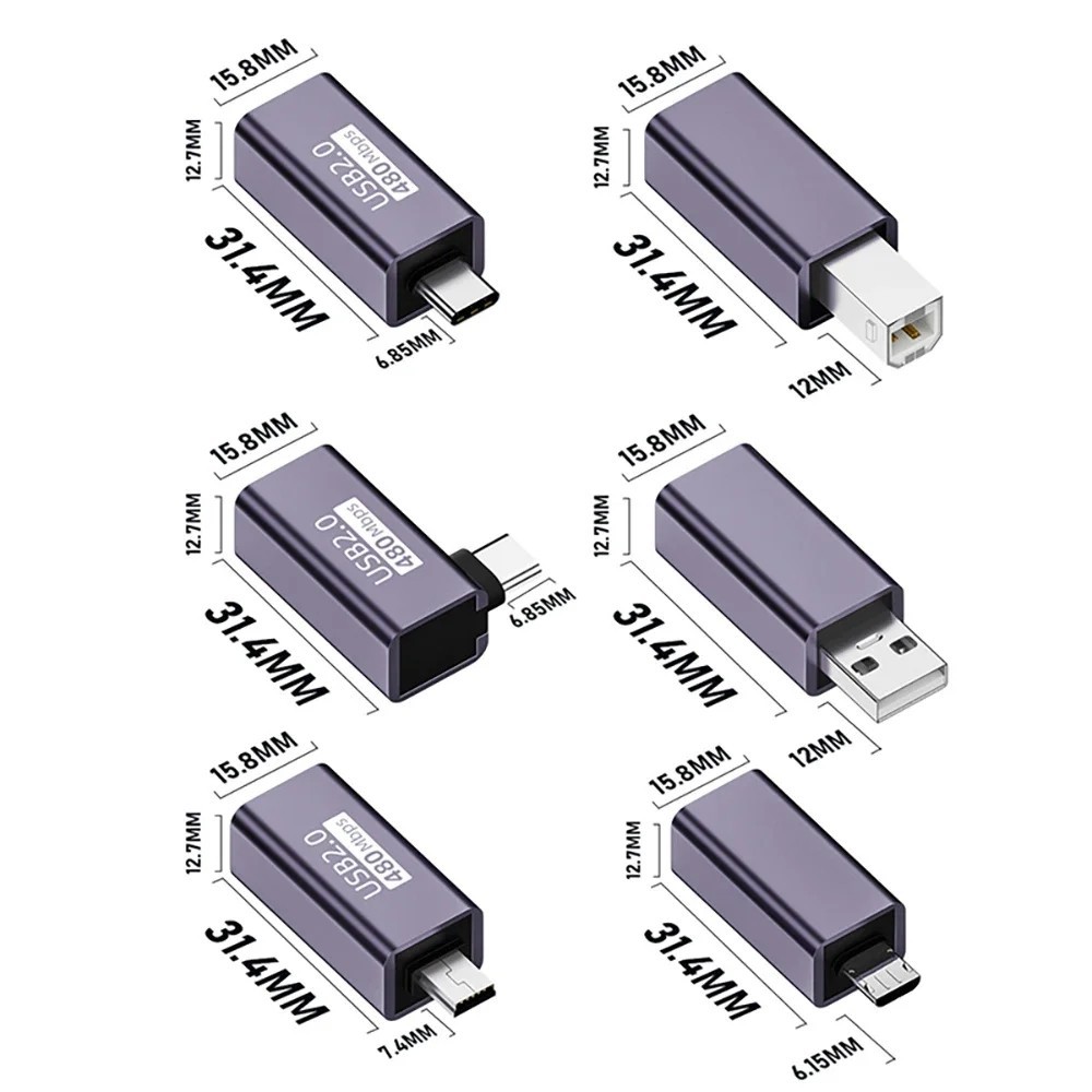 1Pcs 480Mbps Type-C/Micro USB 2.0 to USB-B Convert Adapter Connector ...