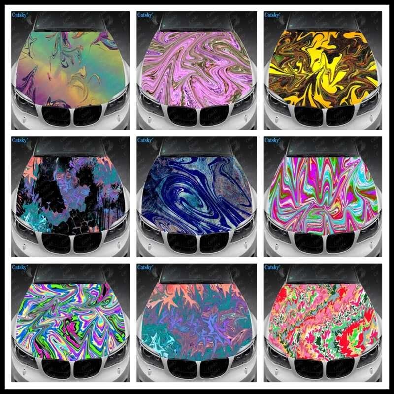 Art Modern Abstract Print Hood Stickers Wrap Vinyl Film Engine Cover ...