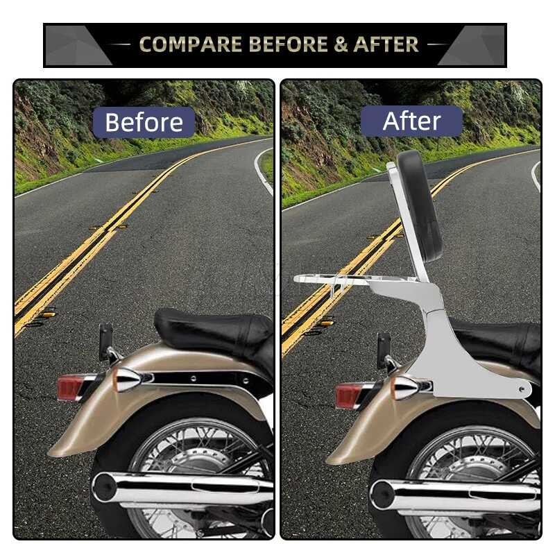 Rear Passenger Motorcycle Backrest Sissy Bar Custom Chrome Lage Rack ...