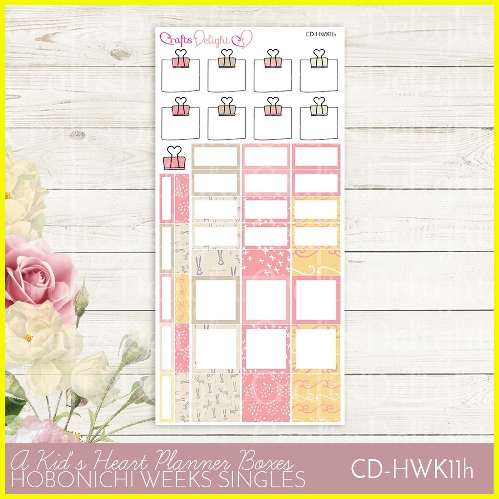 ♨ Planner Boxes Stickers for Hobonichi Weeks - A Kid's Heart Kit ...