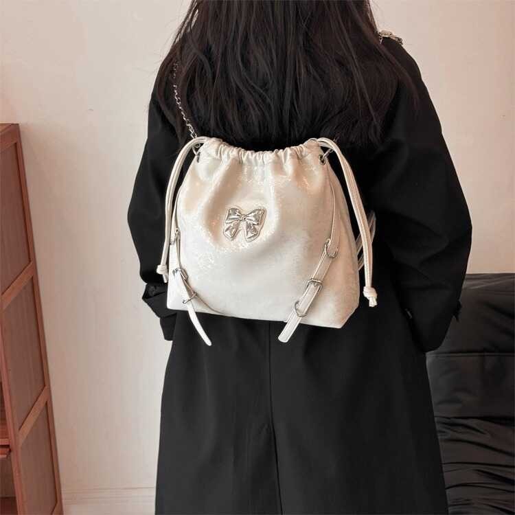 3F Korean Style Sweet Bow Pleated Bag, Fashionable And Popular This ...