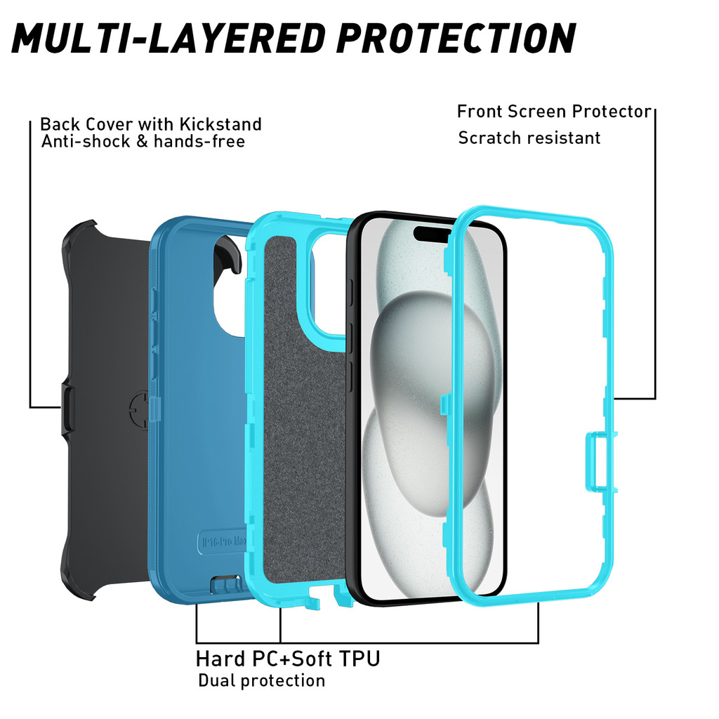 Armor Shockproof Defender Phone Case For iphone 11 12 13 14 15 16 Pro ...