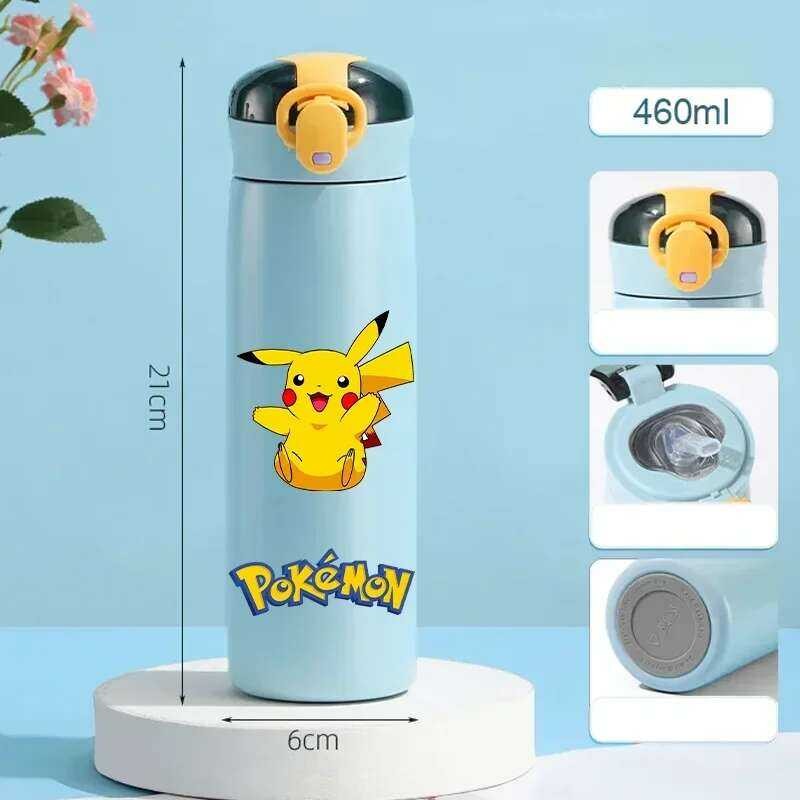 ML Vacuum Cup Pikachu Portable Kids Thermos Mug With Straw Stainless ...