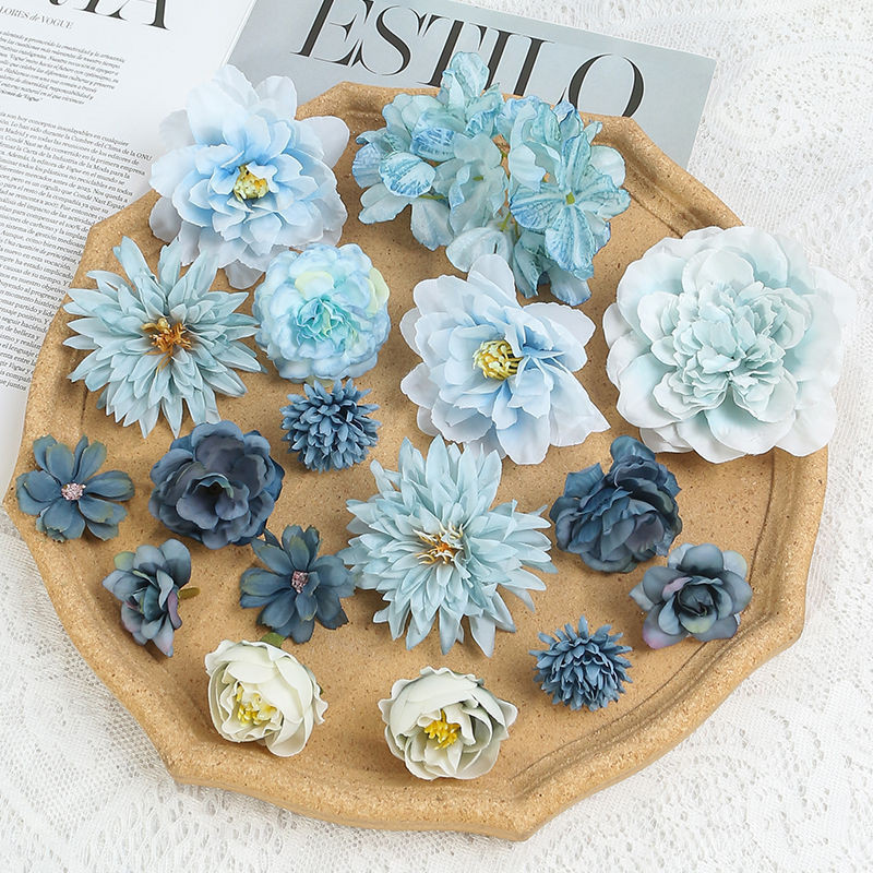 17PCS Artificial Silk Flower Head Set DIY Cake/Wedding/Party/Wall Decor ...