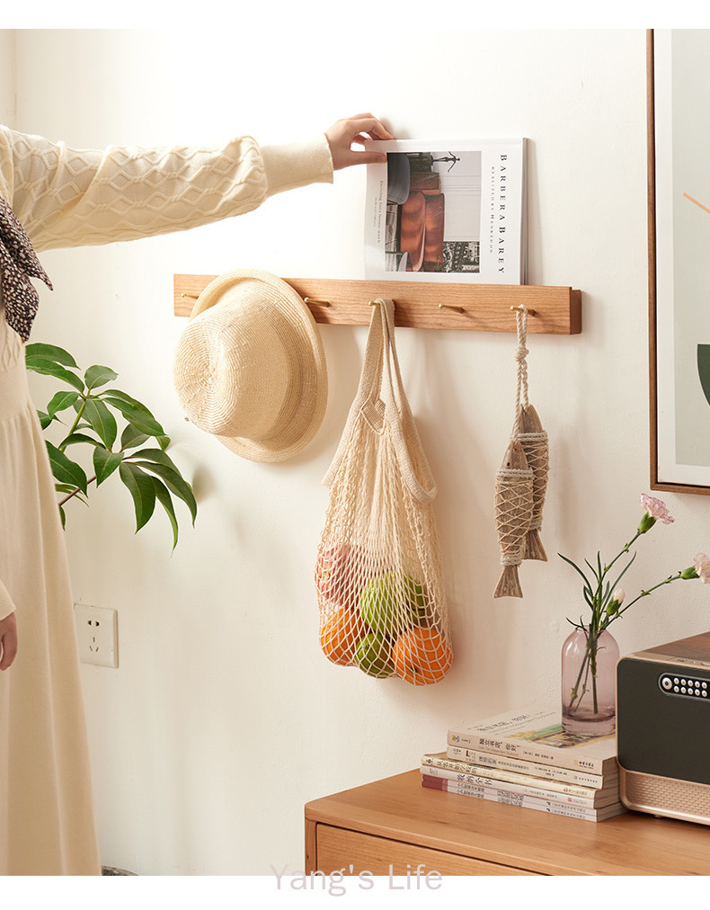 Hook Entrance Coat Rack Wall Hanging Solid Wood Hook Black Walnut Wall ...