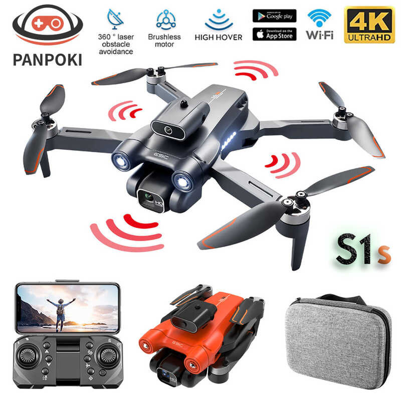New 2023 S1s Mini Drone Brushless Motor Dron 4K Professional Obstacle ...