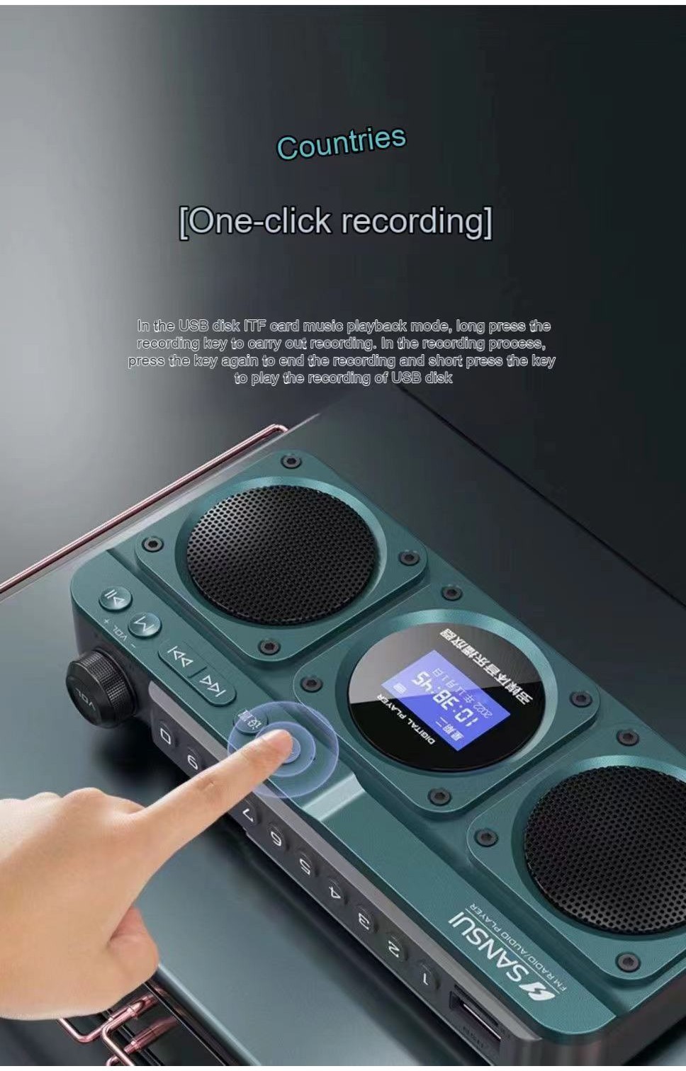 SANSUI F28 Portable FM Radio MP3 Walkman Outdoor Card Wireless ...