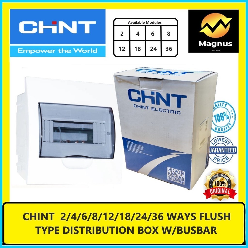 ∇ CHINT Flush Type Panel Board Box with Busbar 18 / 24 / 36 Modules ...