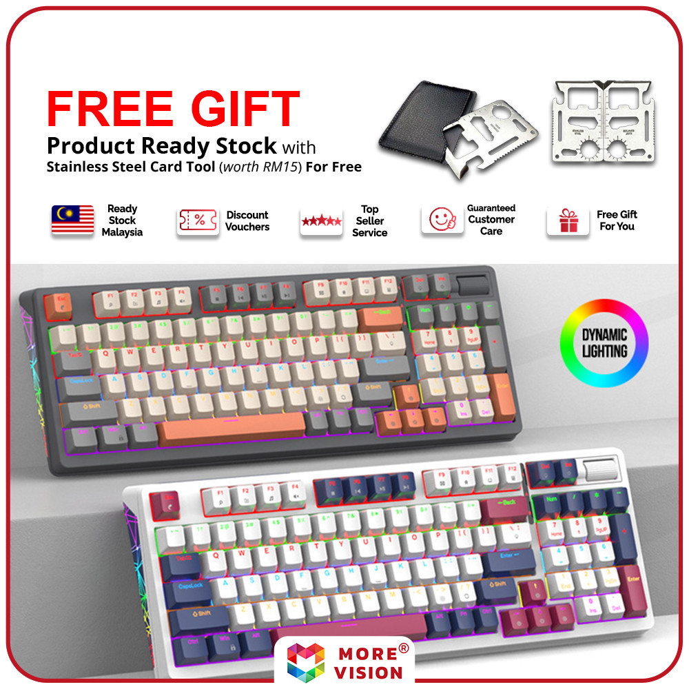 XUNFOX K85 Mechanical Keyboard RGB Wired USB 96 Keys Volume Control 2 ...