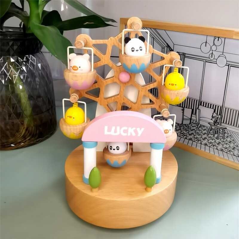 2C Wooden Happiness Ferris Wheel Eight Music Box Sky City Children's ...