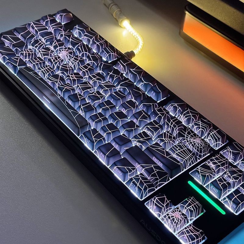 【PH STOCK】Spider Web Keycap Side Print Shine Through Cherry Profile PBT ...