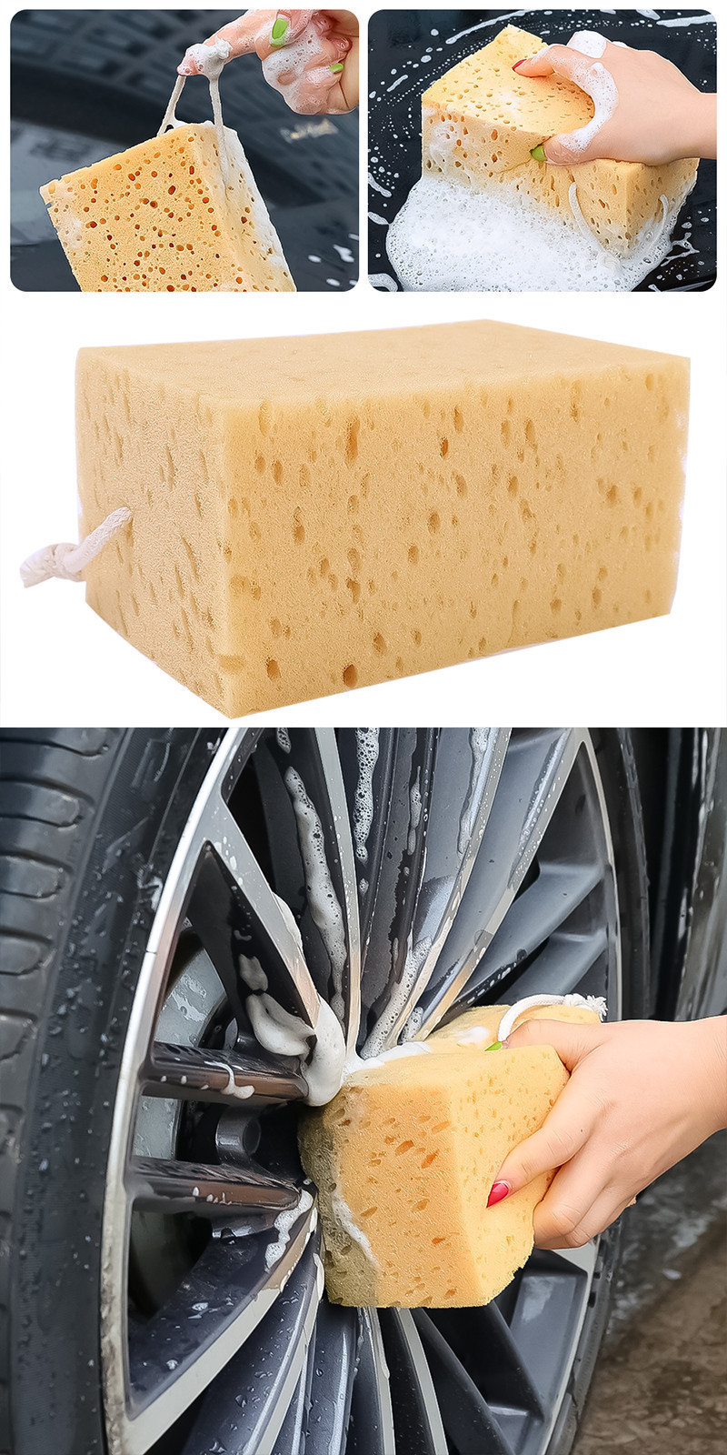 High Foam Washing Sponge Pad - Large Car Cleaning Sponge - Premium Grid ...