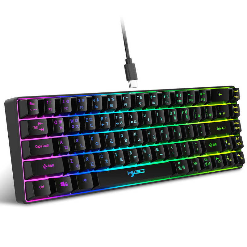 49 Cable 68 Key Thin Film RGB Backlit Game ABS Korean Keyboard | Shopee ...