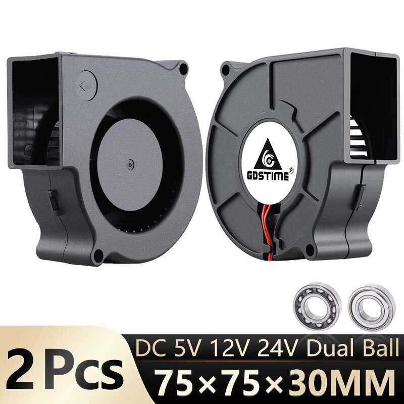 E3 2Pcs 3 Gdstime DC Blower Fan 75X75x30mm 5V 12V 24V 7Cm 7530 ...