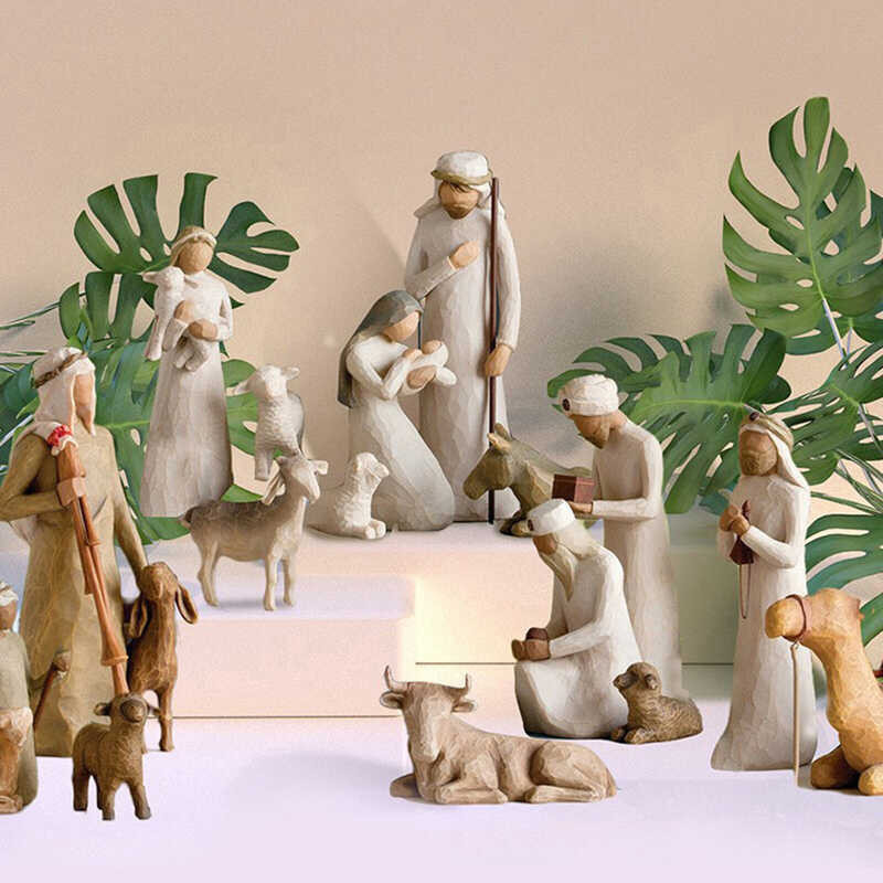 [Pannow] 20Pcs Jesus Ornaments Figures Willow Tree Zampognaro ...