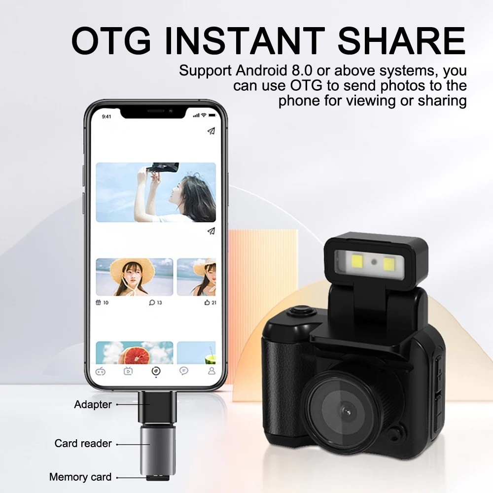 PURAIN Monoreflexes Style Mini Camera CMOS With Flash Lamp And Battery ...