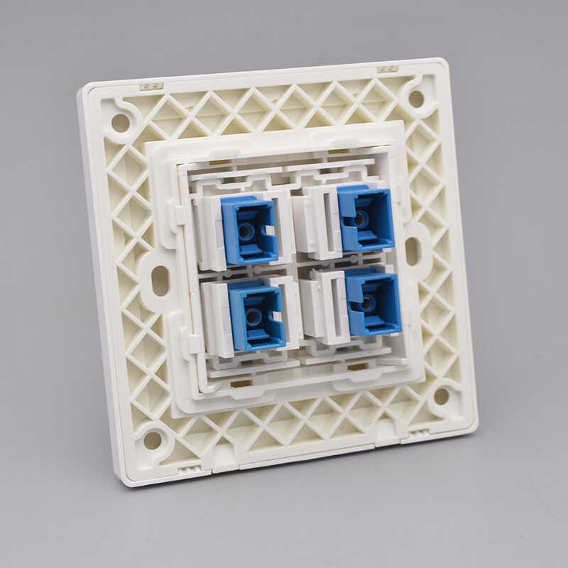 Concealed four SC fiber optic socket panel on the wall of the large ...