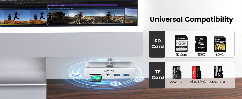 ORICO USB 3.2 HUB Aluminum External Clip-type Multi 4 Ports USB ...