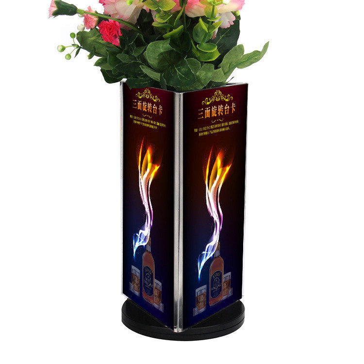 Yo-Fun Menu Stand 360 Degree Rotating 3 Side Acrylic Menu Paper Price ...