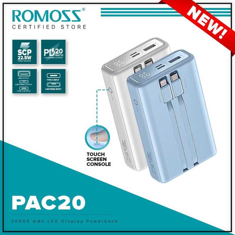 Arrival】Romoss Pac20 【New 20000Mah Power Bank 22.5W Super Fast Charging ...