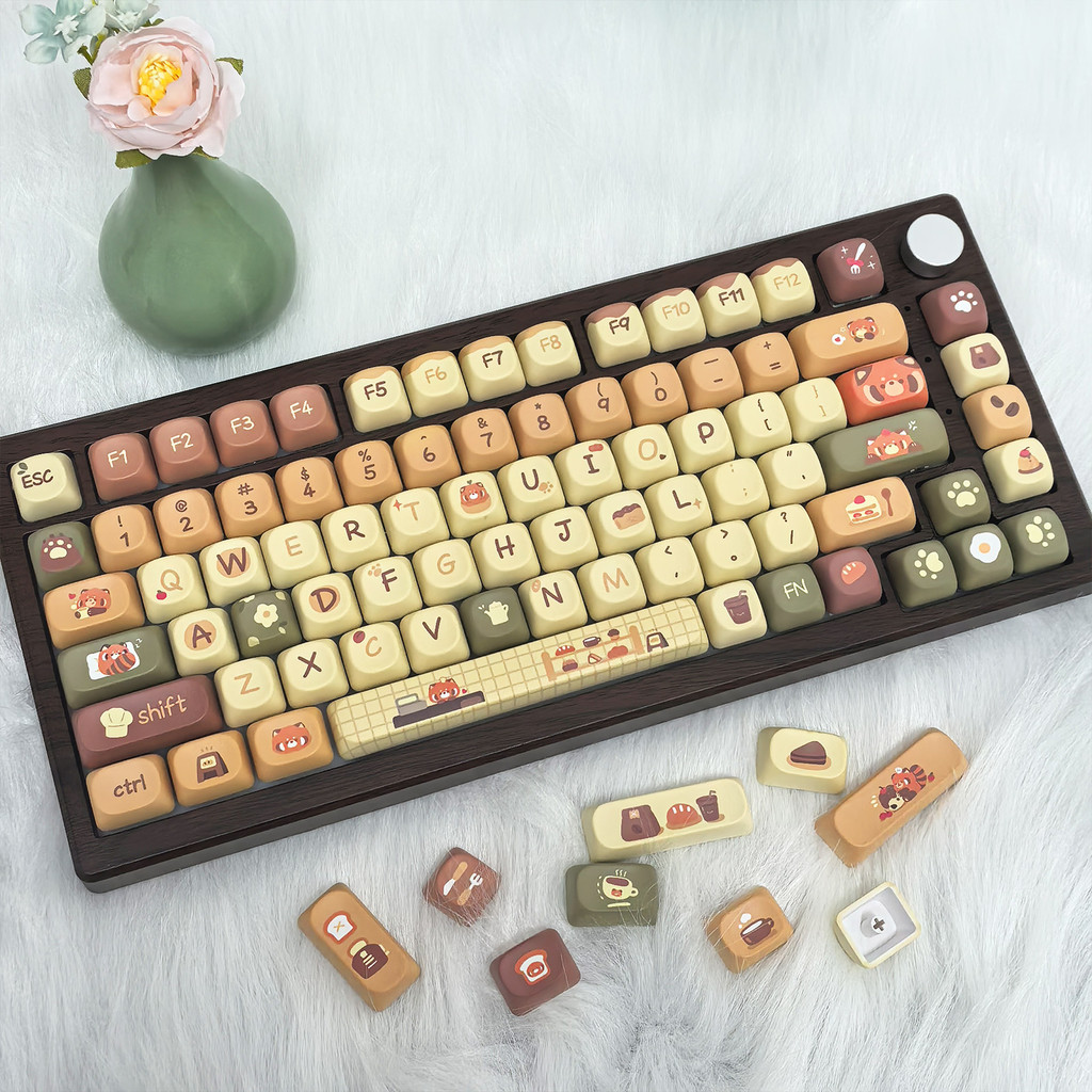 Red Pandas Cafe Keycap MOA Profile 120+ Keys PBT Dye Sublimation MAD 68 ...