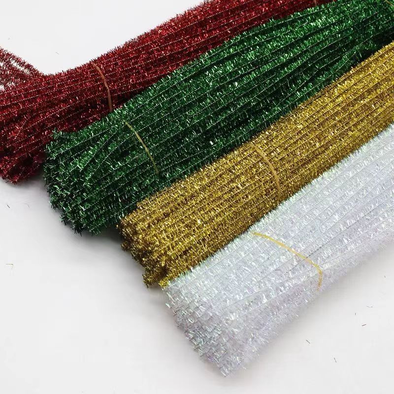 Ready stock⚡100 Pcs Shiny Flash Colorful Strips Gold Leaf pipe cleaner ...