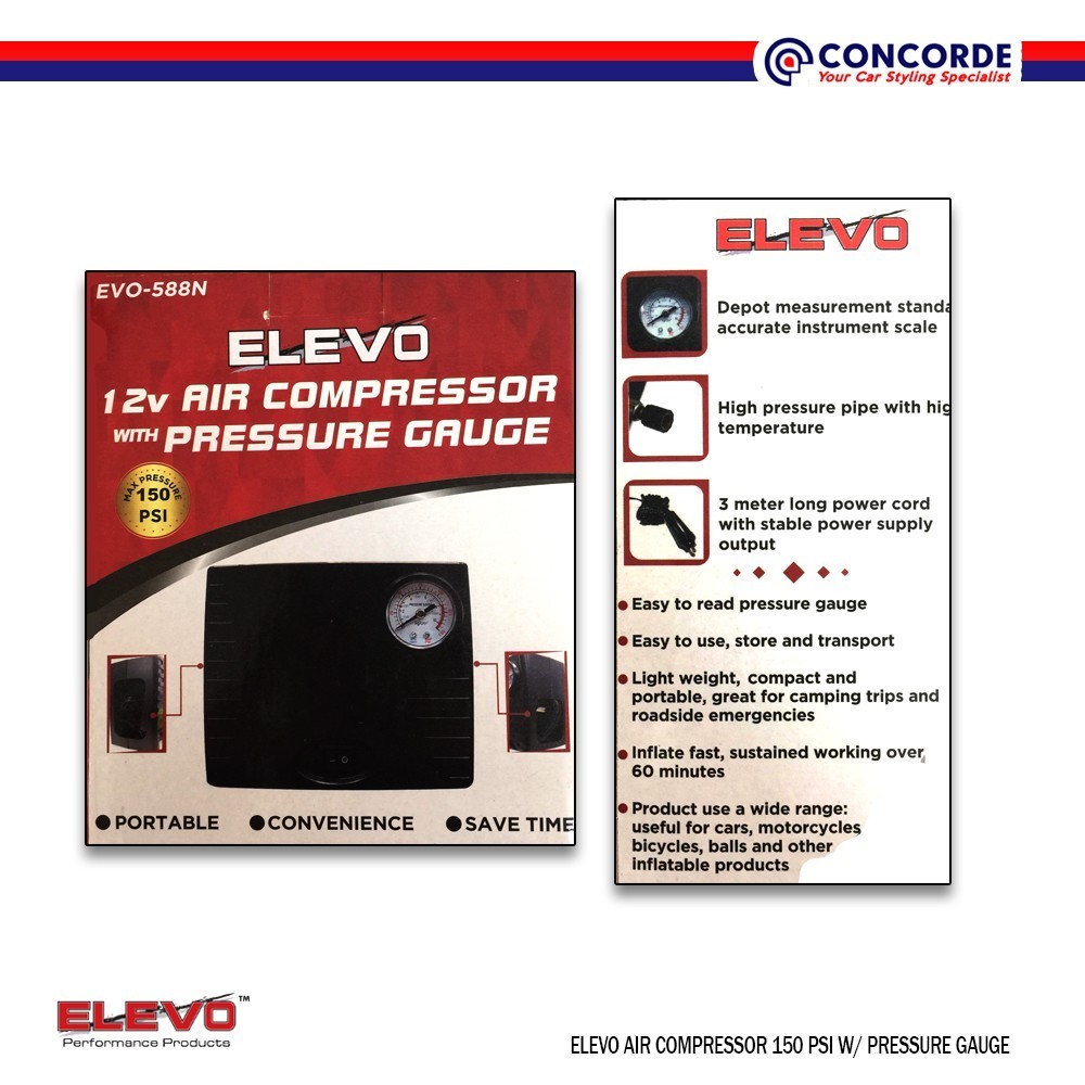 ☸ Concorde Elevo Air Compressor 150 PSI with Pressure Gauge | Shopee ...