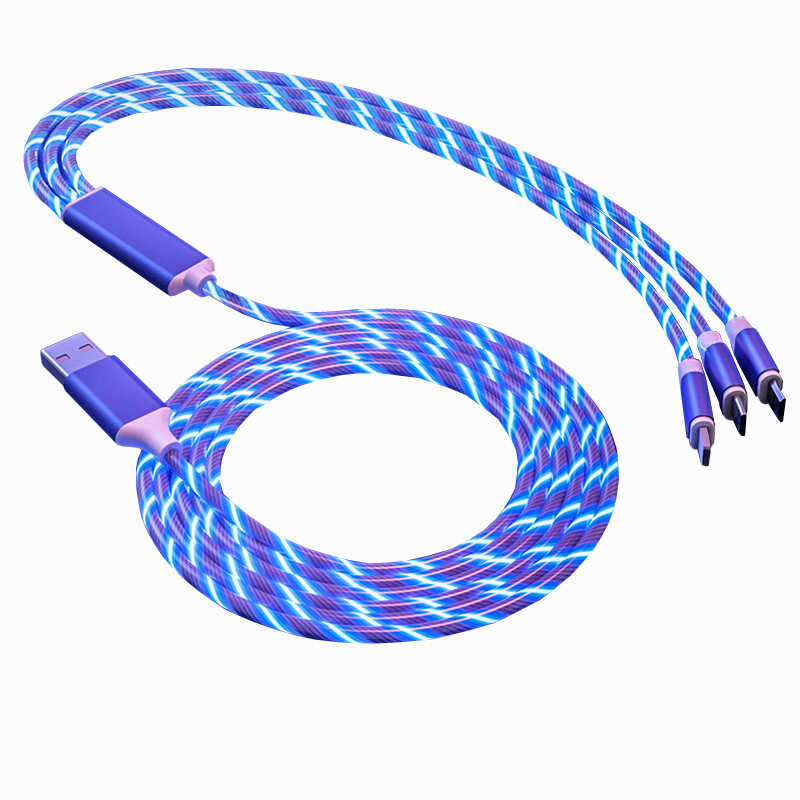 Three in one Streaming Light Data Cable Fast Charging Running Horse ...