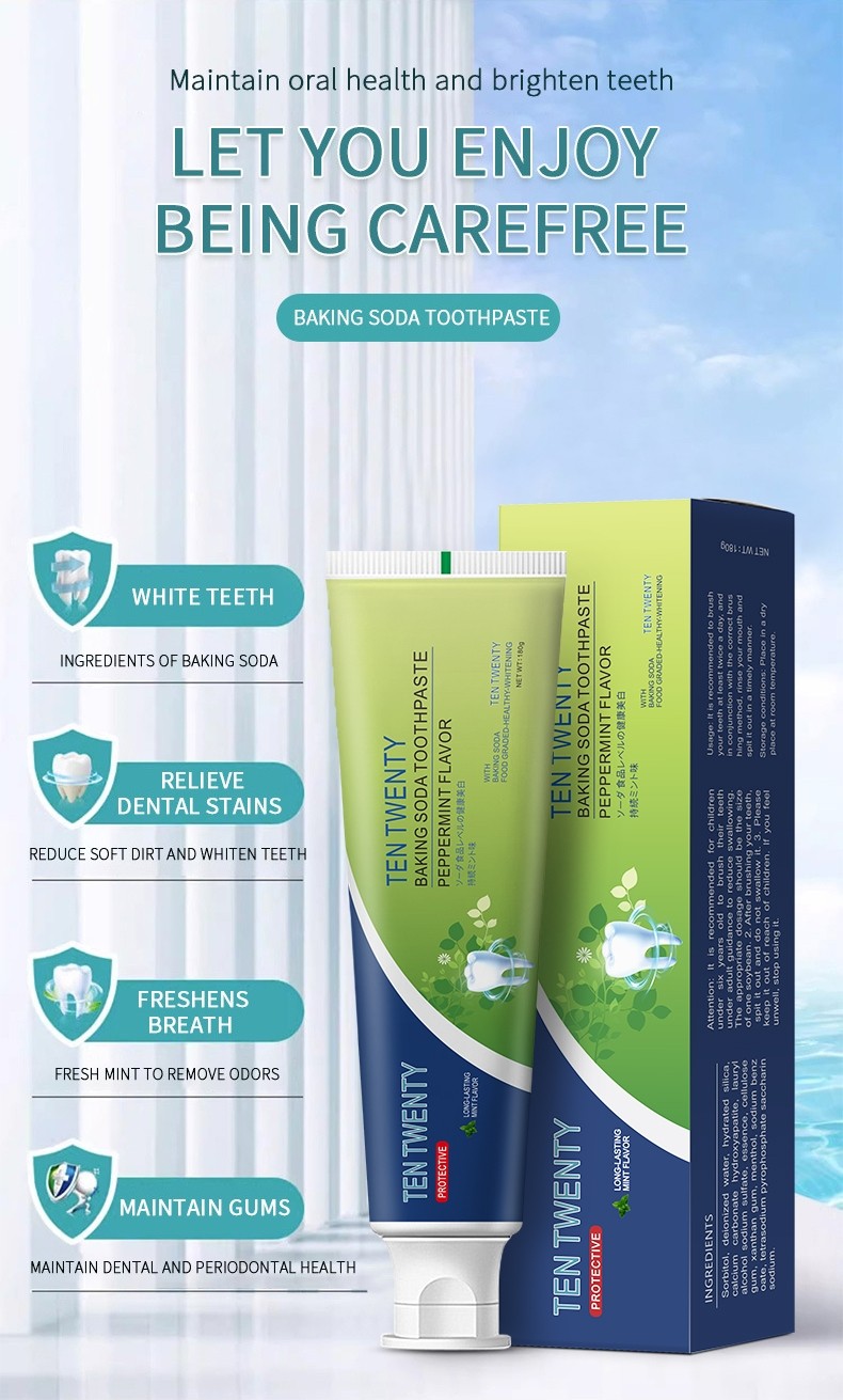 TEN TWENTY Soda Toothpaste Plaque Defense Whitening Boost Minty Fresh ...