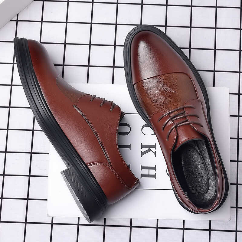 Black Formal Dress Leather Wedding Derby Brown Men Office Shoes For Man ...