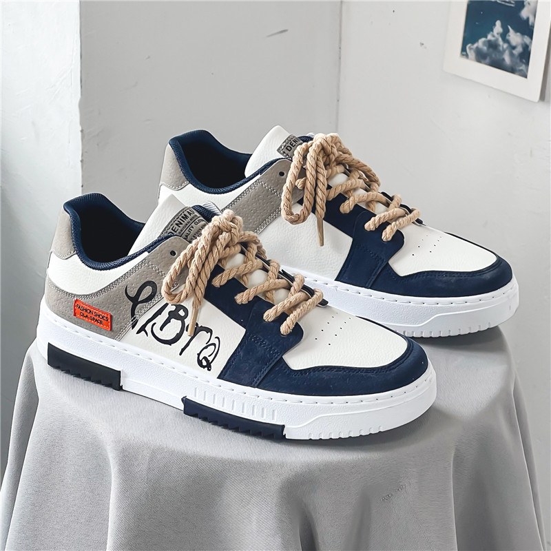 Korean Men Rubber Shoes Low cut Sneakers for Men Fashion Flat Sport ...