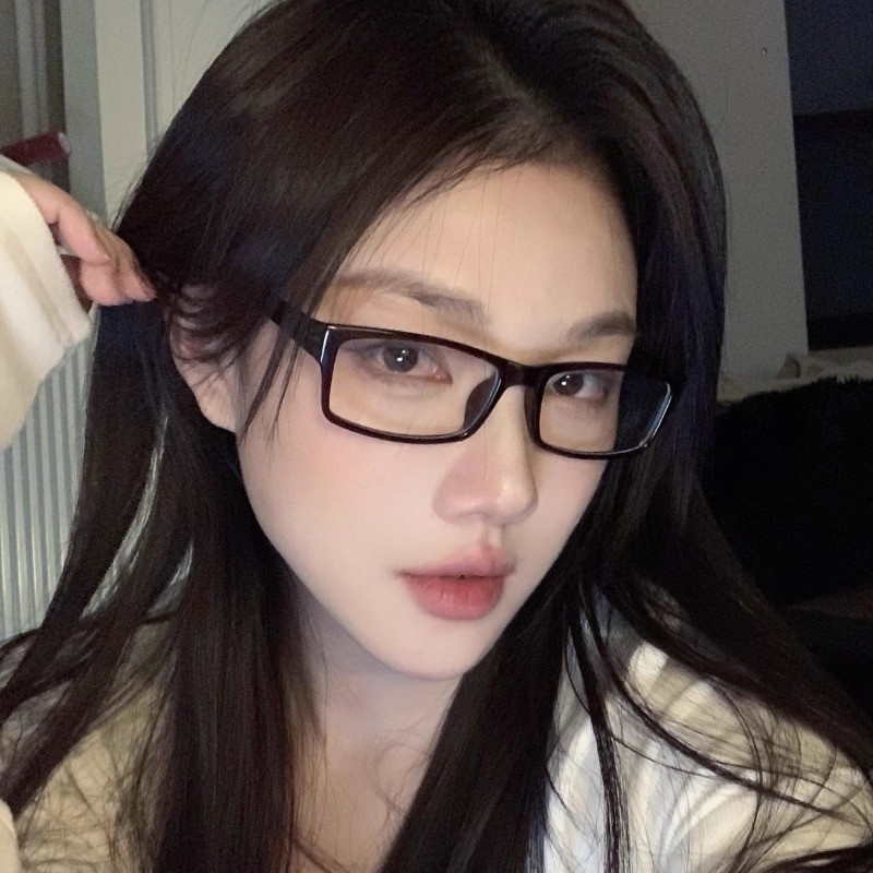 We Flower Korean Black Narrow Rectangle Frame Eyeglasses for Women Men ...