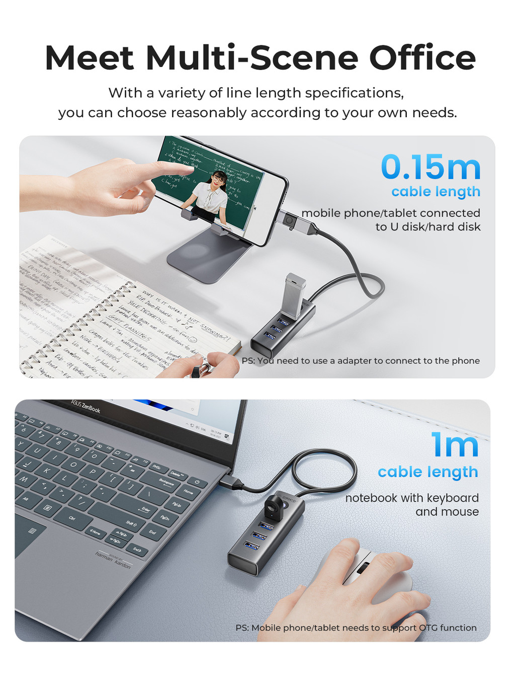 ORICO USB 3.0 HUB 4 Ports Plug And Play Mini Socket USB Splitter 5Gbps ...